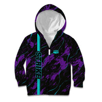 Strike Bowling Graphic Kid Hoodie with Purple Black Marble Texture and Custom Team Name - Wonder Print Shop