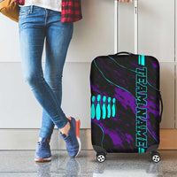 Strike Bowling Graphic Luggage Cover with Purple Black Marble Texture and Custom Team Name - Wonder Print Shop