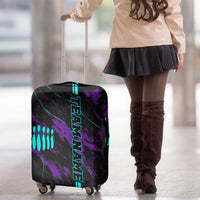 Strike Bowling Graphic Luggage Cover with Purple Black Marble Texture and Custom Team Name - Wonder Print Shop