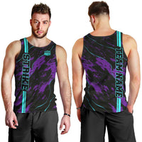 Strike Bowling Graphic Men Tank Top with Purple Black Marble Texture and Custom Team Name - Wonder Print Shop