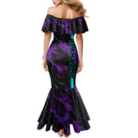 Strike Bowling Graphic Mermaid Dress with Purple Black Marble Texture and Custom Team Name - Wonder Print Shop
