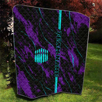 Strike Bowling Graphic Quilt with Purple Black Marble Texture and Custom Team Name - Wonder Print Shop