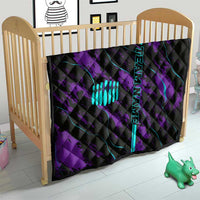 Strike Bowling Graphic Quilt with Purple Black Marble Texture and Custom Team Name - Wonder Print Shop