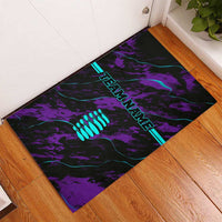 Strike Bowling Graphic Rubber Doormat with Purple Black Marble Texture and Custom Team Name - Wonder Print Shop
