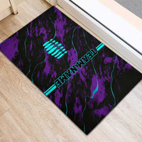 Strike Bowling Graphic Rubber Doormat with Purple Black Marble Texture and Custom Team Name - Wonder Print Shop