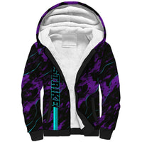 Strike Bowling Graphic Sherpa Hoodie with Purple Black Marble Texture and Custom Team Name - Wonder Print Shop