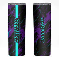 Strike Bowling Graphic Skinny Tumbler with Purple Black Marble Texture and Custom Team Name - Wonder Print Shop