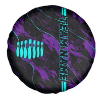 Strike Bowling Graphic Spare Tire Cover with Purple Black Marble Texture and Custom Team Name - Wonder Print Shop