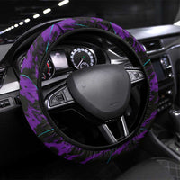 Strike Bowling Graphic Steering Wheel Cover with Purple Black Marble Texture and Team Name - Wonder Print Shop