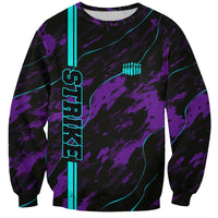 Strike Bowling Graphic Sweatshirt with Purple Black Marble Texture and Custom Team Name - Wonder Print Shop