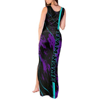 Strike Bowling Graphic Tank Maxi Dress with Purple Black Marble Texture and Custom Team Name - Wonder Print Shop