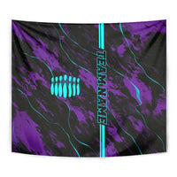 Strike Bowling Graphic Tapestry with Purple Black Marble Texture and Custom Team Name - Wonder Print Shop