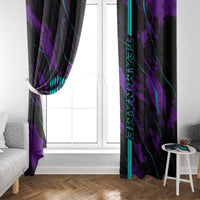 Strike Bowling Graphic Window Curtain with Purple Black Marble Texture and Custom Team Name - Wonder Print Shop