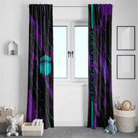 Strike Bowling Graphic Window Curtain with Purple Black Marble Texture and Custom Team Name - Wonder Print Shop