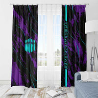 Strike Bowling Graphic Window Curtain with Purple Black Marble Texture and Custom Team Name - Wonder Print Shop