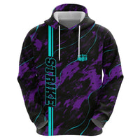 Strike Bowling Graphic Zip Hoodie with Purple Black Marble Texture and Custom Team Name - Wonder Print Shop