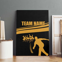 Bowling Player Silhouette Canvas Wall Art with Gold Strike Motion and Custom Team Name Design - Wonder Print Shop