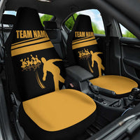 Bowling Player Silhouette Car Seat Cover with Gold Strike Motion and Custom Team Name Design - Wonder Print Shop
