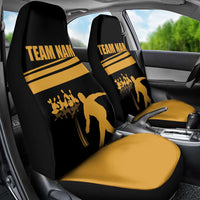Bowling Player Silhouette Car Seat Cover with Gold Strike Motion and Custom Team Name Design - Wonder Print Shop