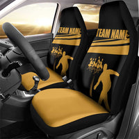 Bowling Player Silhouette Car Seat Cover with Gold Strike Motion and Custom Team Name Design - Wonder Print Shop