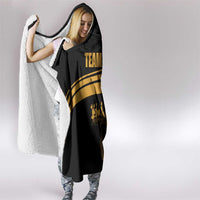Bowling Player Silhouette Hooded Blanket with Gold Strike Motion and Custom Team Name Design - Wonder Print Shop
