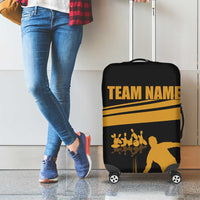 Bowling Player Silhouette Luggage Cover with Gold Strike Motion and Custom Team Name Design - Wonder Print Shop