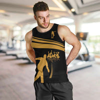 Bowling Player Silhouette Men Tank Top with Gold Strike Motion and Custom Team Name Design - Wonder Print Shop