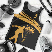 Bowling Player Silhouette Men Tank Top with Gold Strike Motion and Custom Team Name Design - Wonder Print Shop