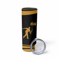 Bowling Player Silhouette Skinny Tumbler with Gold Strike Motion and Custom Team Name Design - Wonder Print Shop