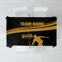 Bowling Player Silhouette Tablecloth with Gold Strike Motion and Custom Team Name Design - Wonder Print Shop