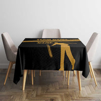 Bowling Player Silhouette Tablecloth with Gold Strike Motion and Custom Team Name Design - Wonder Print Shop