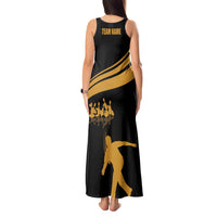 Bowling Player Silhouette Tank Maxi Dress with Gold Strike Motion and Custom Team Name Design - Wonder Print Shop