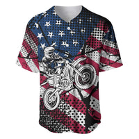 Motocross Rider Baseball Jersey with American Flag Grunge Pattern and Custom Name Number - Wonder Print Shop