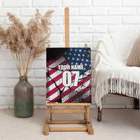 Motocross Rider Canvas Wall Art with American Flag Grunge Pattern and Custom Name Number - Wonder Print Shop