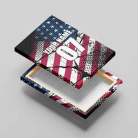 Motocross Rider Canvas Wall Art with American Flag Grunge Pattern and Custom Name Number - Wonder Print Shop