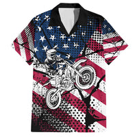 Motocross Rider Family Matching Tank Maxi Dress and Hawaiian Shirt with American Flag Grunge Pattern and Custom Name Number - Wonder Print Shop
