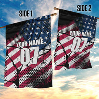 Motocross Rider Garden Flag with American Flag Grunge Pattern and Custom Name Number - Wonder Print Shop