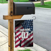 Motocross Rider Garden Flag with American Flag Grunge Pattern and Custom Name Number - Wonder Print Shop