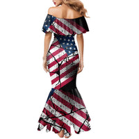 Motocross Rider Mermaid Dress with American Flag Grunge Pattern and Custom Name Number - Wonder Print Shop