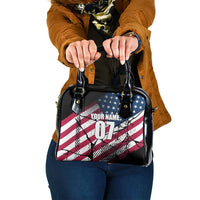 Motocross Rider Shoulder Handbag with American Flag Grunge Pattern and Custom Name Number - Wonder Print Shop