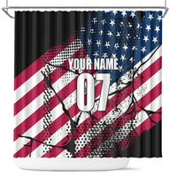 Motocross Rider Shower Curtain with American Flag Grunge Pattern and Custom Name Number - Wonder Print Shop