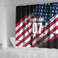 Motocross Rider Shower Curtain with American Flag Grunge Pattern and Custom Name Number - Wonder Print Shop
