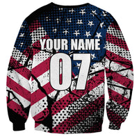 Motocross Rider Sweatshirt with American Flag Grunge Pattern and Custom Name Number - Wonder Print Shop
