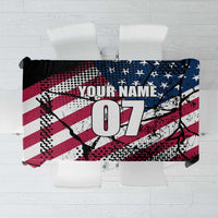 Motocross Rider Tablecloth with American Flag Grunge Pattern and Custom Name Number - Wonder Print Shop