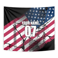 Motocross Rider Tapestry with American Flag Grunge Pattern and Custom Name Number - Wonder Print Shop