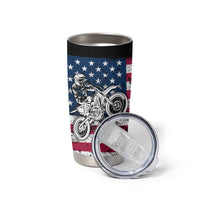 Motocross Rider Tumbler Cup with American Flag Grunge Pattern and Custom Name Number - Wonder Print Shop