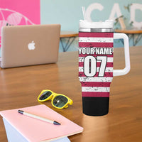 Motocross Rider Tumbler With Handle with American Flag Grunge Pattern and Custom Name Number - Wonder Print Shop