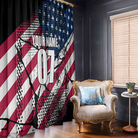 Motocross Rider Window Curtain with American Flag Grunge Pattern and Custom Name Number - Wonder Print Shop