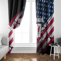 Motocross Rider Window Curtain with American Flag Grunge Pattern and Custom Name Number - Wonder Print Shop