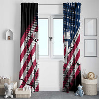 Motocross Rider Window Curtain with American Flag Grunge Pattern and Custom Name Number - Wonder Print Shop